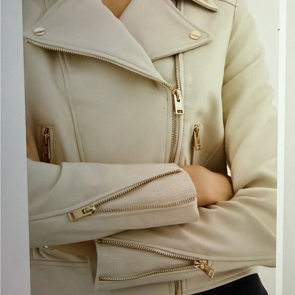 NWT La marque Donna Gold Iconic Leather Biker Jacket - Picture 11 of 11